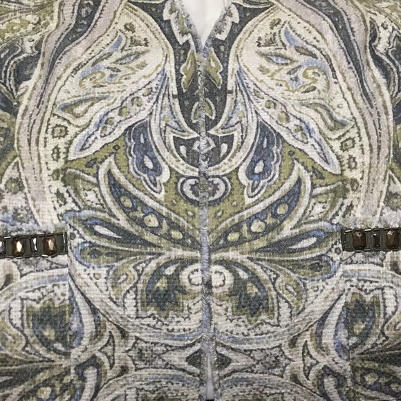 Chico’s Embellished Heritage Tweed Jacket, Ecru/Olive, 2 - Picture 6 of 11